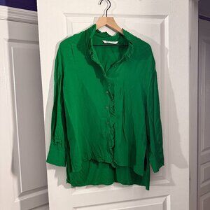 EUC - Kelly Green - Zara Long Sleeve Top - Size Small